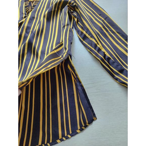 Top/Blouse-INC-International Concepts-Black-Gold-Striped-Long Sleeves-Long Top-M - Picture 5 of 16